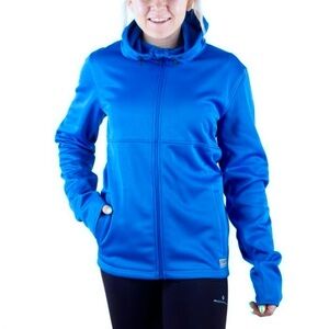 Running Room On The Run Hooded Jacket Small Blue Full Zip Warm Cozy Fleece Lined